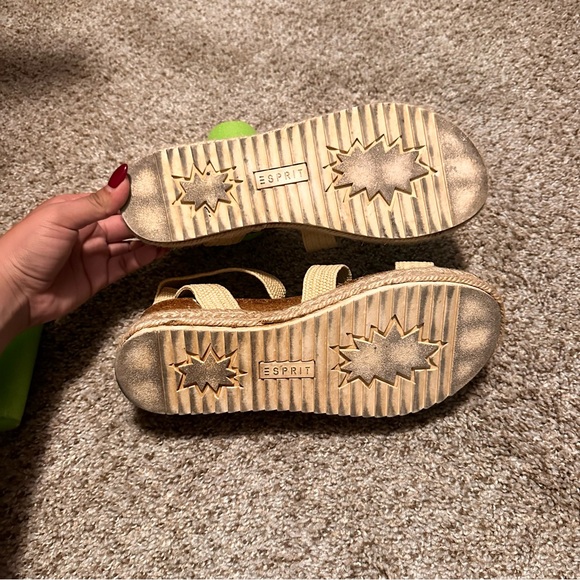 ESPIRIT Gigi Platform Walking Sandals Size 8.5 Beige Tan Manmade Woven Straw - Picture 8 of 8